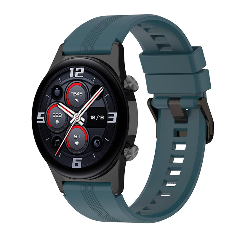 For Honor Watch GS3 Stripe Design Silicone Watch Strap 22mm Replacement Wrist Band with Stainless Steel Buckle For Honor Watch GS3 Stripe Design Silicone Watch Strap 22mm Replacement Wrist Band with Stainless Steel Buckle